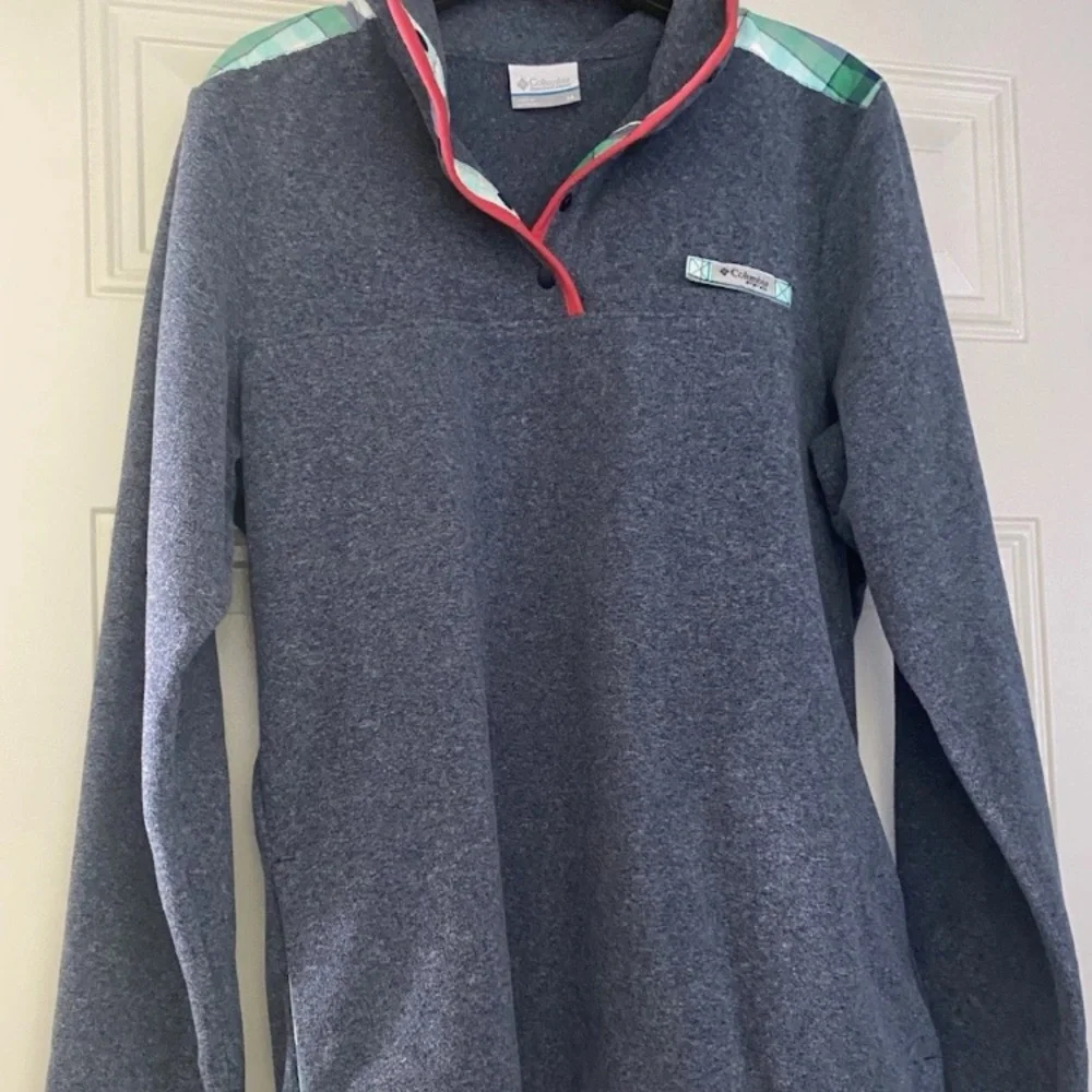 Vineyard Vines Blue Quarter-Zip with Plaid Trim